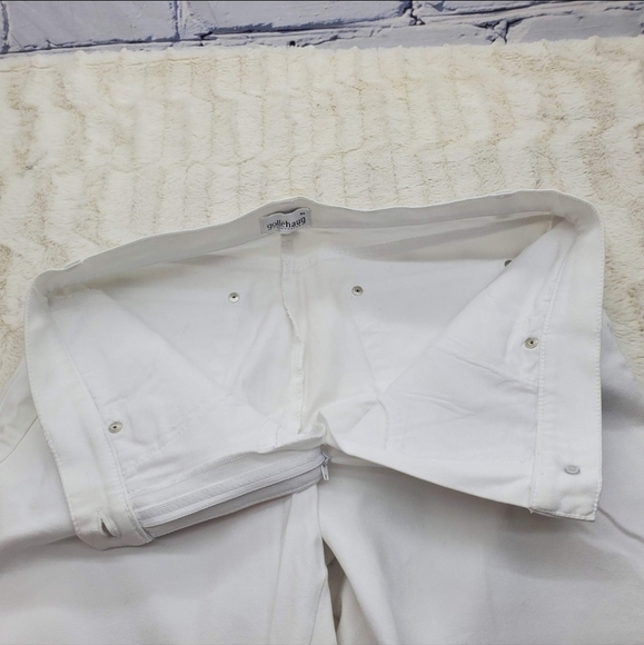Gollehaug Women's Jeans  Wide Leg White Stretch White Cotton Size 44 32x26 - Picture 8 of 10